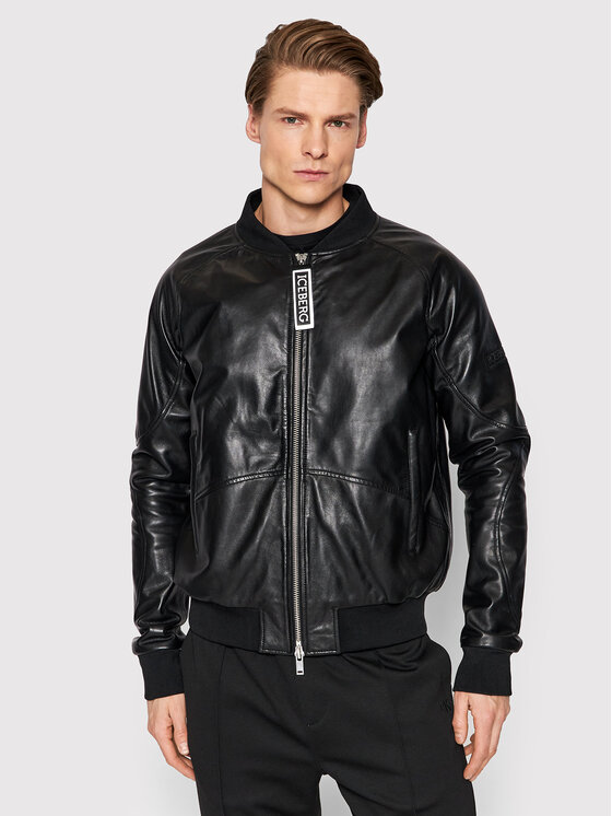 Iceberg Iceberg Bőrkabát 22EI1P0ZO116802 Fekete Regular Fit