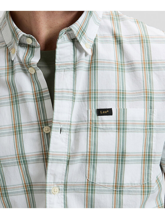 Lee Lee Koszula SS BUTTON DOWN Biały Regular Fit