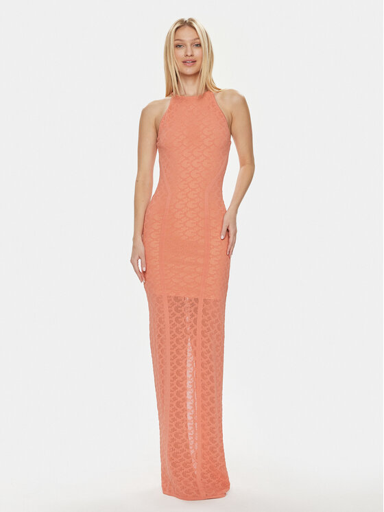 Guess Guess Večerna obleka Belle W4GK80 Z36O0 Koral Slim Fit