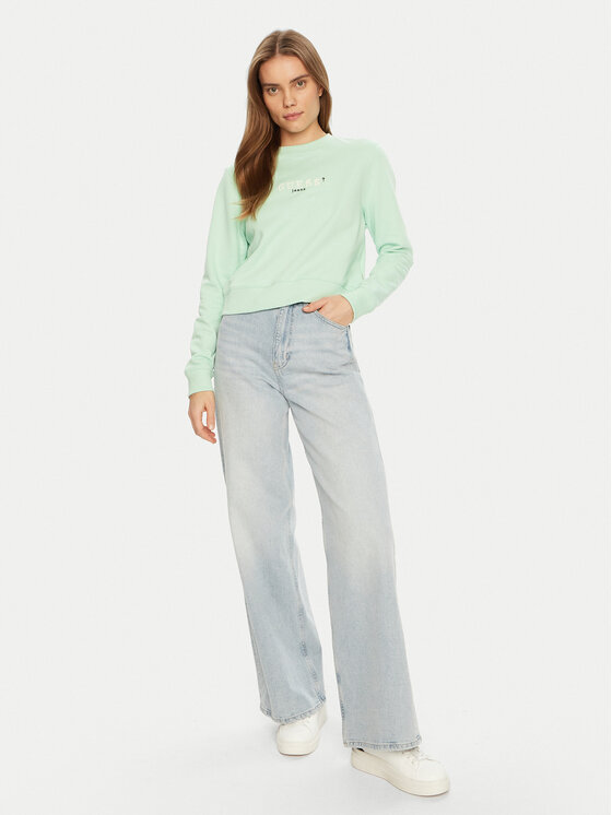 Guess Jeans Guess Jeans Majica dugih rukava W5RQ28 K68I4 Zelena Regular Fit