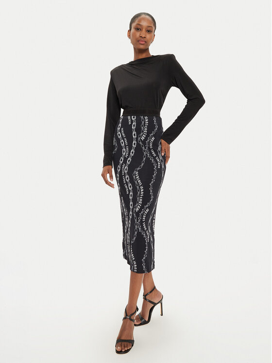 Versace Jeans Couture Versace Jeans Couture Spódnica midi 77HAE8B6 Czarny Regular Fit