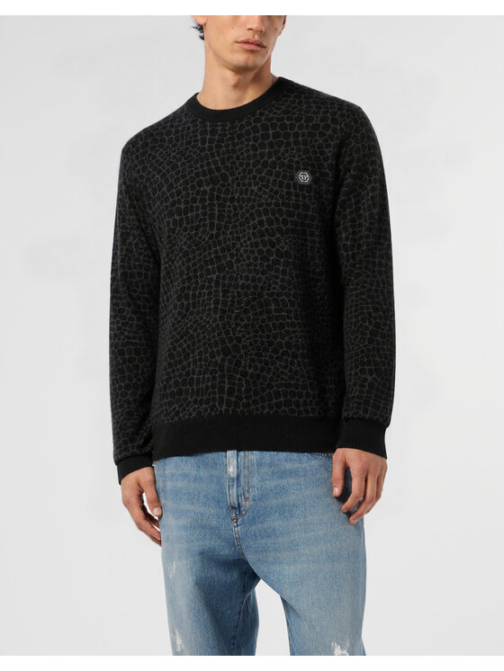 PHILIPP PLEIN PHILIPP PLEIN Sweter 32061 Czarny Regular Fit
