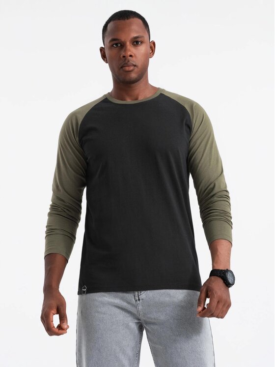 Ombre Ombre Longsleeve OM-LSCL-0105 Czarny Regular Fit