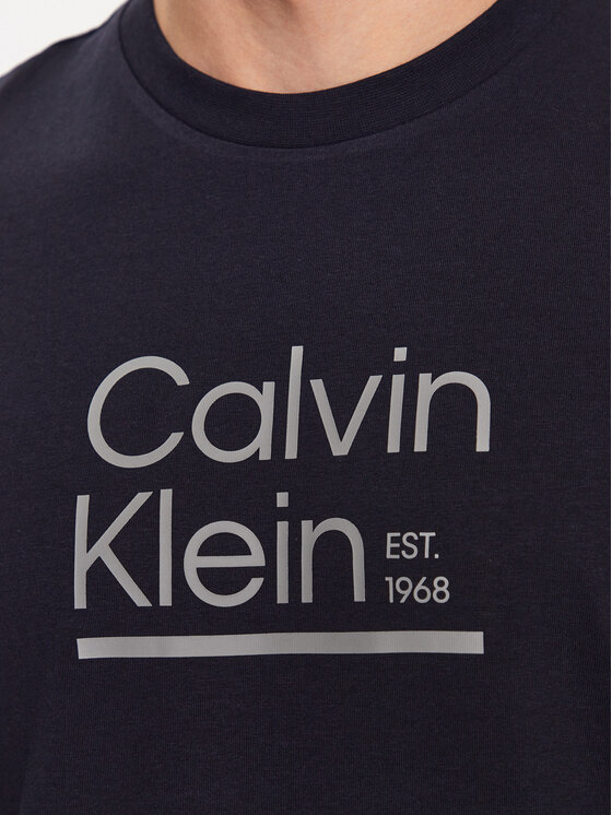 Calvin Klein Calvin Klein Marškinėliai Contrast Line Logo K10K111538 Tamsiai mėlyna Regular Fit