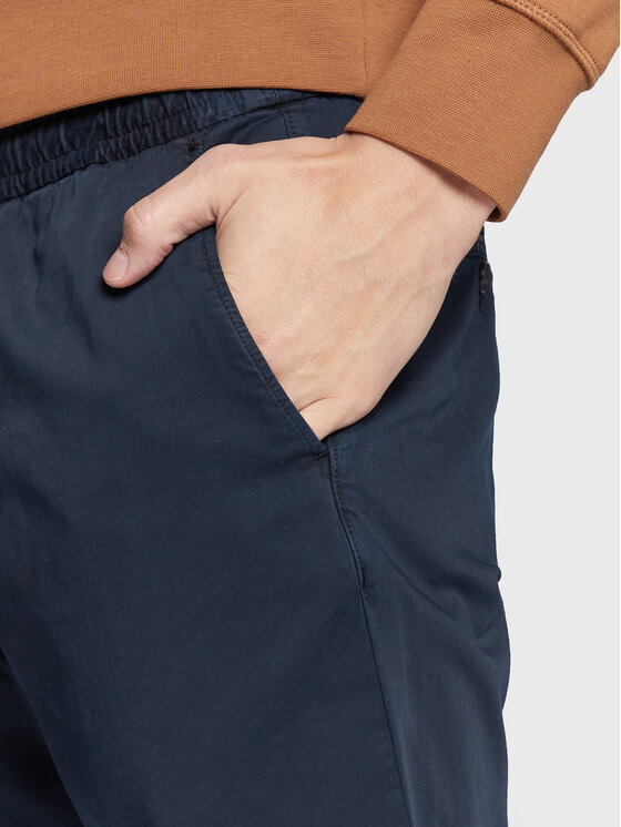Tommy Hilfiger Tommy Hilfiger Pantaloni di tessuto Chelsea Satin MW0MW29651 Blu scuro Relaxed Fit