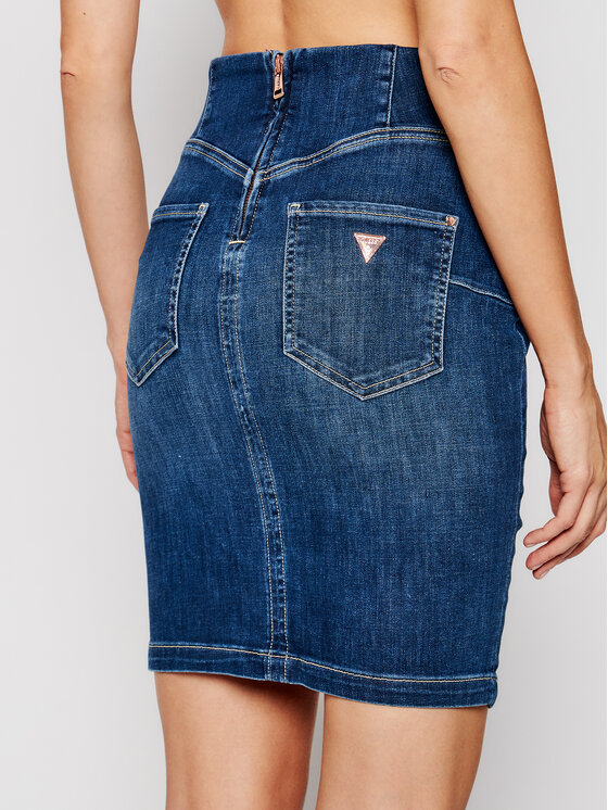 Guess Guess Džinsinis sijonas W1GD60 D4CS3 Tamsiai mėlyna Slim Fit