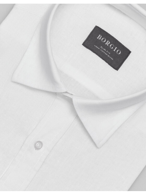 Borgio Borgio Koszula lentane Biały Slim Fit