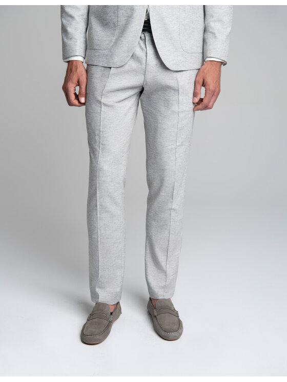 Borgio Borgio Spodnie garniturowe Lago_sz Szary Slim Fit