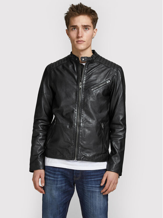 Jack&Jones Jack&Jones Шкіряна куртка Joel 12191012 Чорний Regular Fit