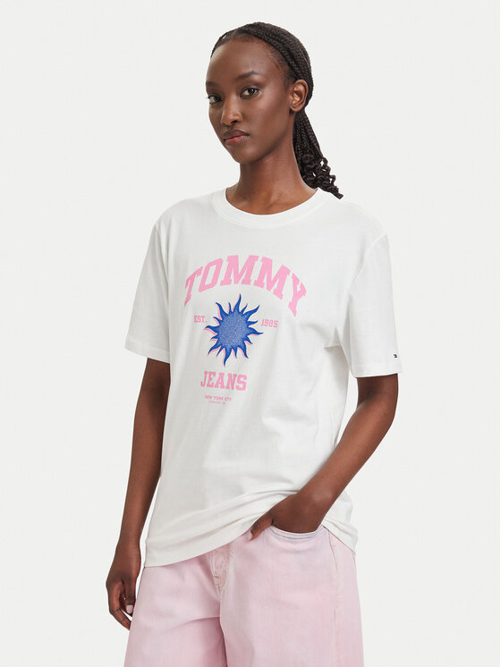 Tommy Jeans Tricou Novelty DW0DW23159 Alb Relaxed Fit