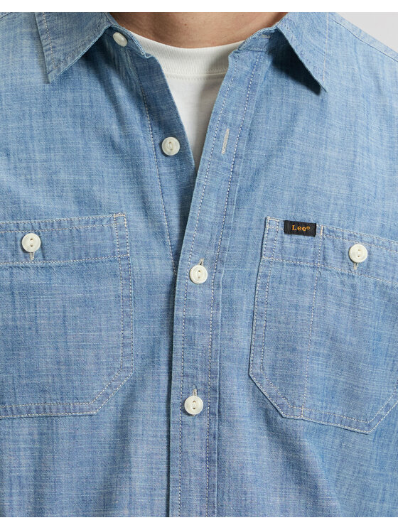 Lee Lee Koszula SS UTILITY WORKSHIRT Niebieski Regular Fit