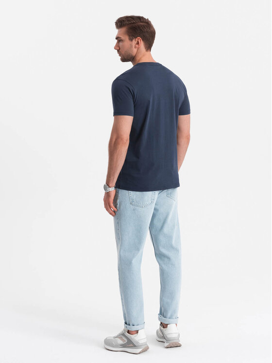 Ombre Ombre T-Shirt OM-TSCT-0109 Granatowy Classic Fit