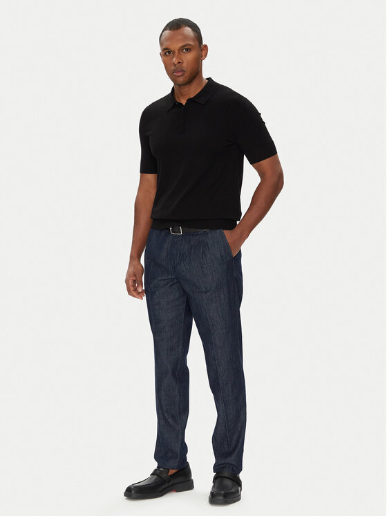 HUGO HUGO Тениска с яка и копчета San Peter-CV 50536672 Черен Regular Fit