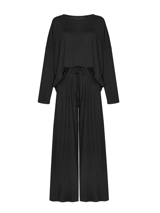 Le Collet Le Collet Spodnie materiałowe TONIA Czarny Wide Leg