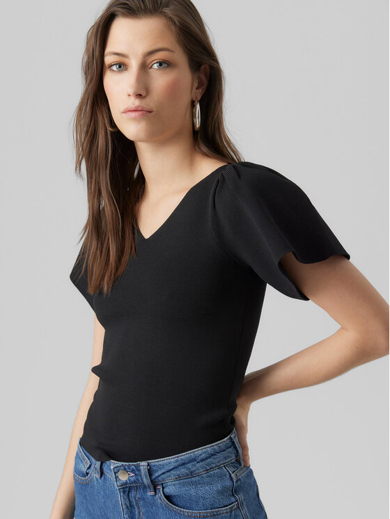 Vero Moda Vero Moda Μπλουζάκι Ginny 10278323 Μαύρο Slim Fit