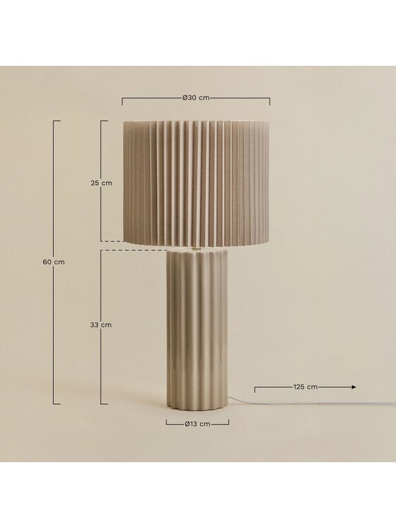 MIAhome MIAhome Lampka stołowa Lampa stołowa z ceramiki i tkaniny Marvila 60 cm kremowa Beżowy