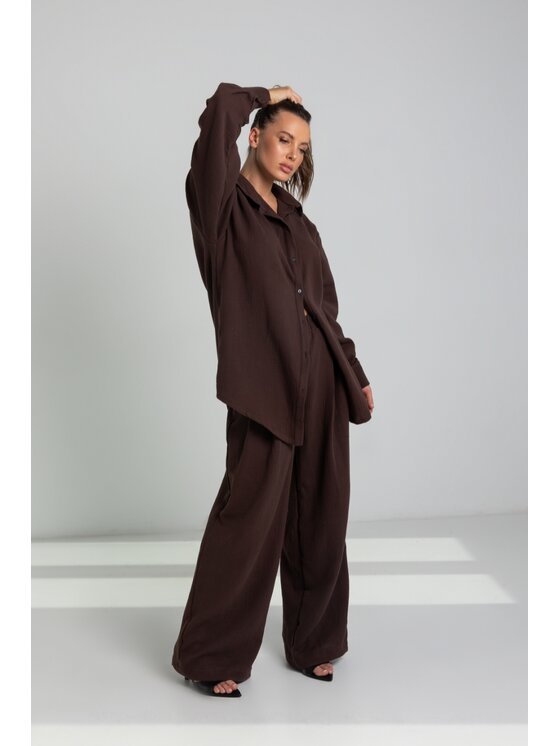 Chiara Wear Chiara Wear Spodnie materiałowe MAY PALAZZO Brązowy Relaxed Fit
