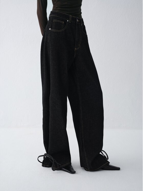 La Mania La Mania Jeansy HORIZON Czarny Loose Fit