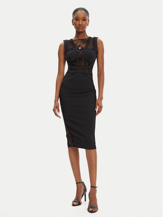 Babylon Babylon Coctailkleid EL0734 Schwarz Slim Fit