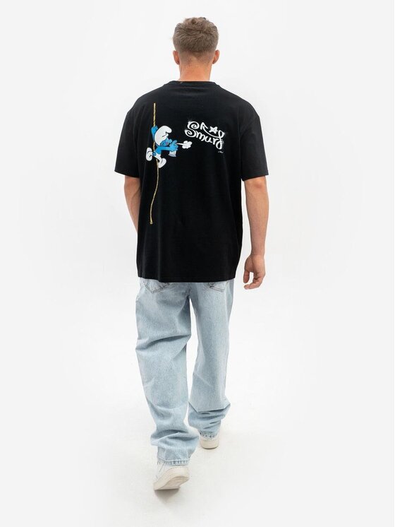 Smerfy Smerfy T-Shirt Koszulka Z Krótkim Rękawem Oversize Męska Czarna Smerfy Graffiti XL Czarny Oversize