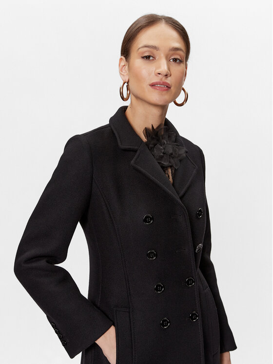 Red Valentino Red Valentino Μάλλινο παλτό 1R0CAF505Y6 Μαύρο Regular Fit