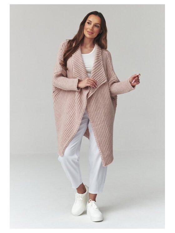 Makadamia Makadamia Sweter S173 Różowy Loose Fit
