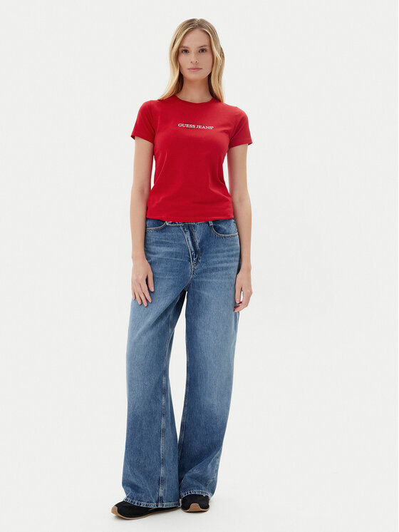 Guess Jeans Guess Jeans T-Shirt W5RI4 2K8HM0 Červená Regular Fit