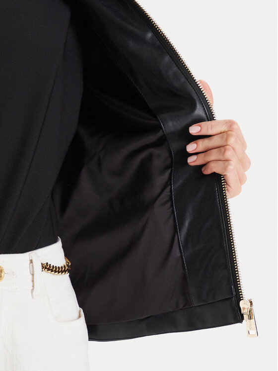 Guess Guess Bunda z imitácie kože W6RL52 WL850 Čierna Regular Fit