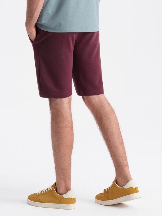 Ombre Ombre Šortky z materiálu OM-SRBS-0149 Bordó Regular Fit