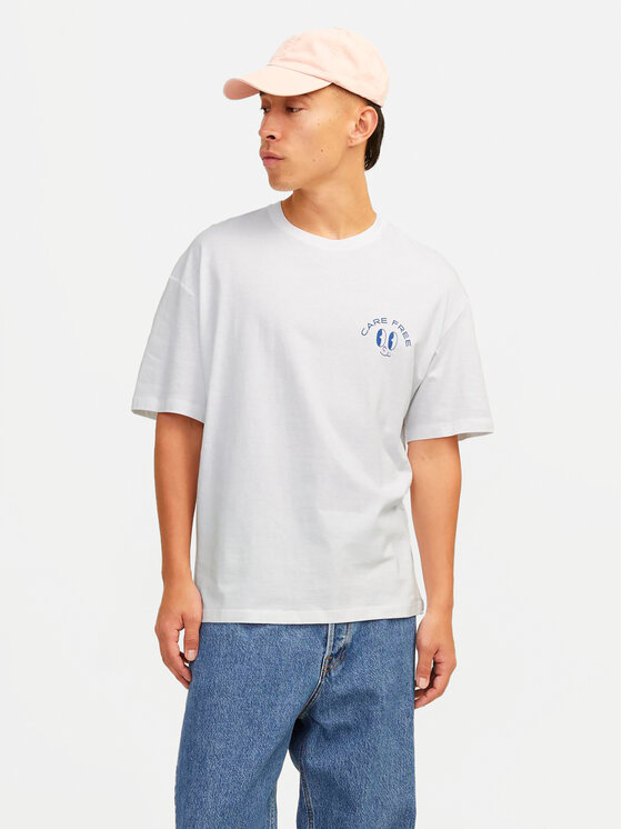Jack&Jones Tričko Jorfrutti 12256926 Biela Wide Fit