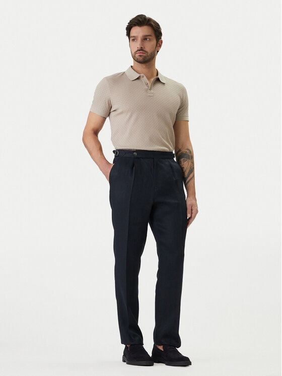 BOSS BOSS Hlače iz tkanine H-Perino 50563231 Mornarsko modra Relaxed Fit