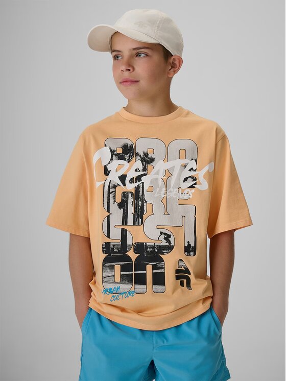 4F 4F T-Shirt SKATE & RIDE Pomarańczowy Loose Fit
