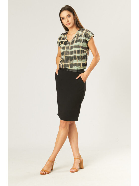 QUIOSQUE QUIOSQUE Halenka BLURRY CHECK SHIRT Zelená Regular Fit