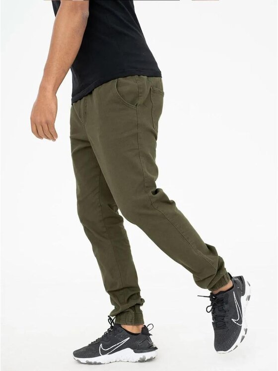 Jigga Wear Jigga Wear Joggery Na gumce wygodne dzogery 91125 Zielony Regular Fit