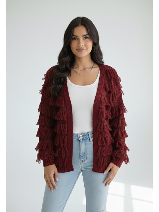 FIGL FIGL Kardigan M1259 Bordó Regular Fit