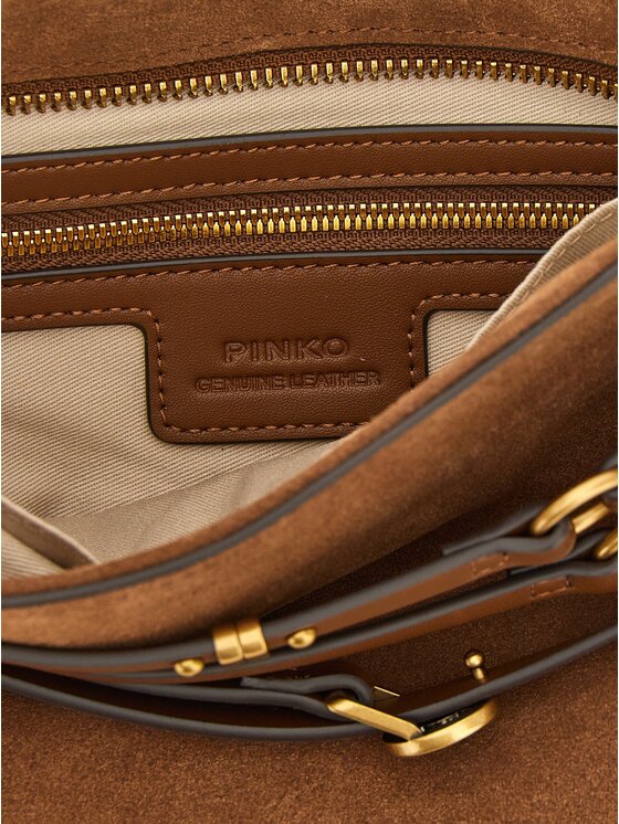 PINKO PINKO Torebka Brown Lamb Leather Shoulder Bordowy