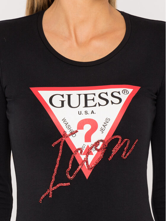 Guess Guess Bluză W94I88 K7DE0 Negru Slim Fit