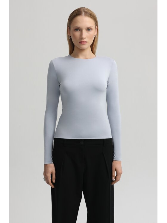 LAGOM LAGOM Longsleeve Dopasowany Błękitny Regular Fit