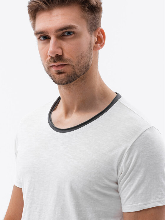 Ombre Ombre T-Shirt OM-TSCT-22SS-004 Biały Regular Fit