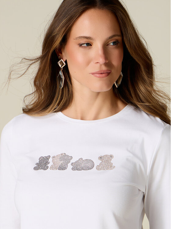 Oltre Oltre T-Shirt G078J004677N021 Biały Regular Fit