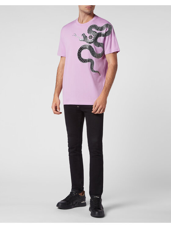 PHILIPP PLEIN PHILIPP PLEIN T-Shirt 1535 Fioletowy Regular Fit