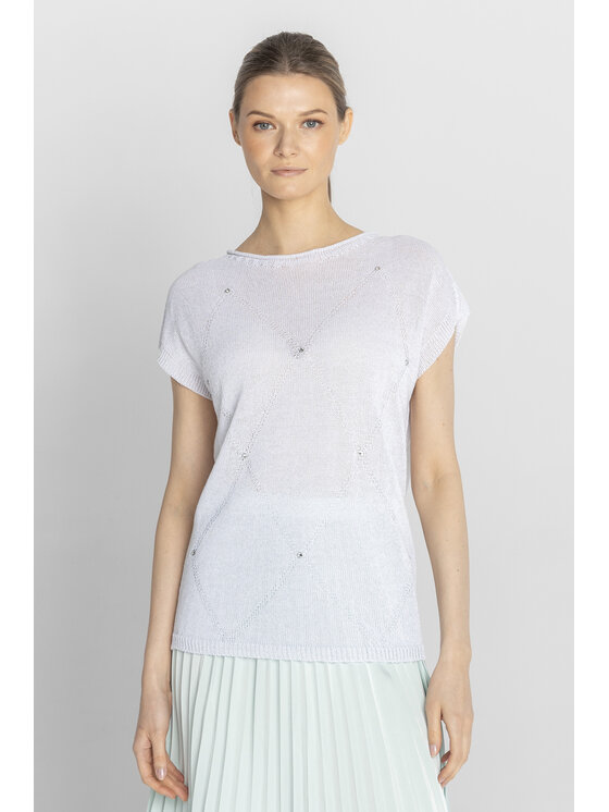 Deni Cler Milano Deni Cler Milano Sweter T-DC-S217-F2-40-10-1 Biały Regular Fit