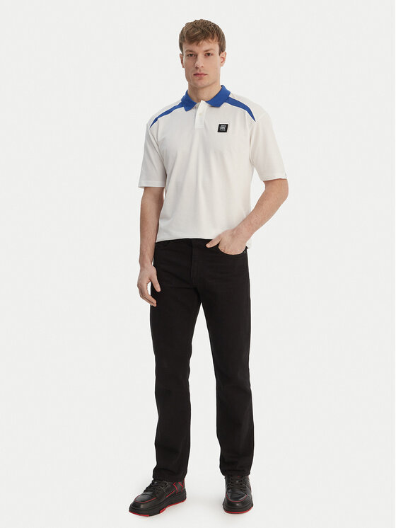 HUGO HUGO Тениска с яка и копчета Dunios_RB 50559650 Бял Regular Fit