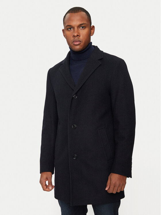 Hechter Paris Hechter Paris Gyapjú kabát 45014 142270 Sötétkék Regular Fit