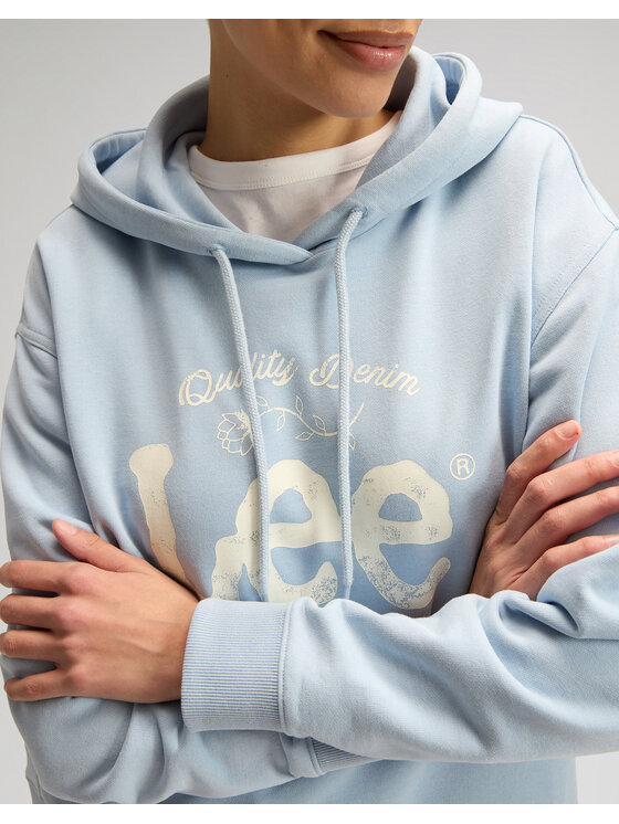 Lee Lee Bluza BIG LOGO HOODIE Niebieski Regular Fit