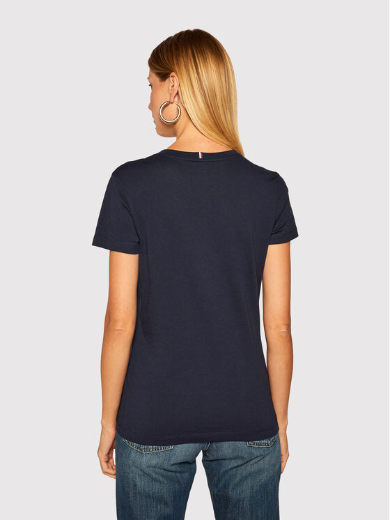 Tommy Hilfiger Tommy Hilfiger Tričko Heritage V-Neck Tee WW0WW24969 Tmavomodrá Regular Fit