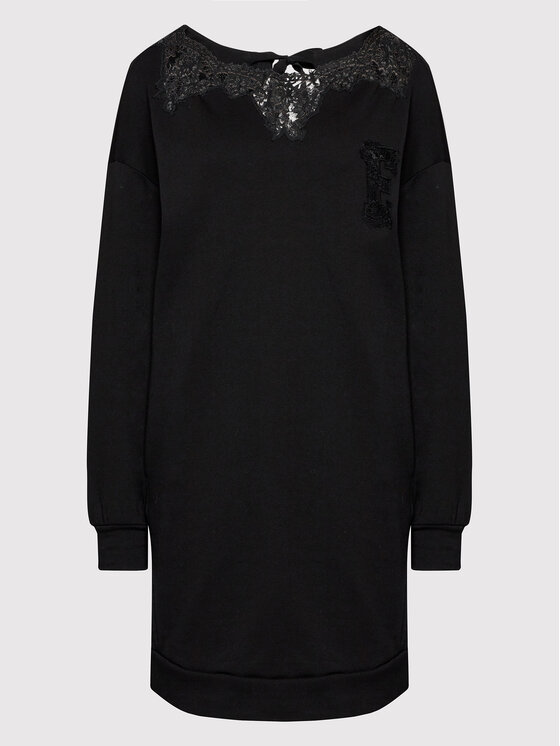 Ermanno Firenze Ermanno Firenze Rochie tricotată Q016ED4 Negru Relaxed Fit