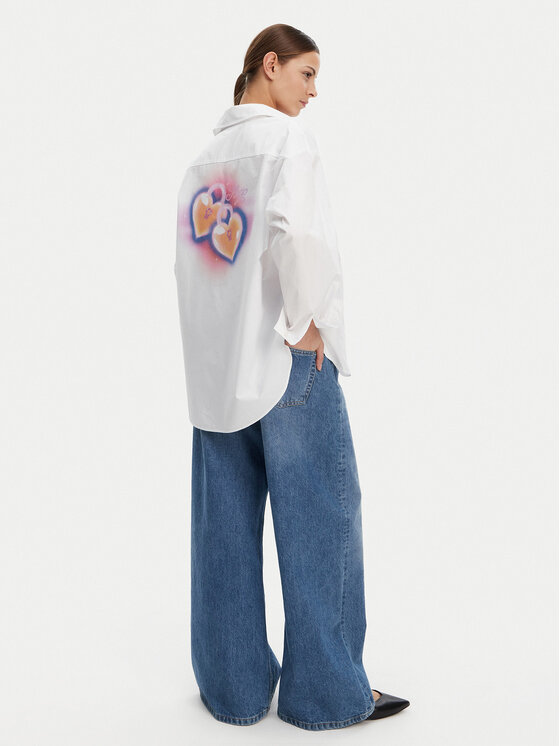 HUGO HUGO Риза 50537159 Бял Oversize