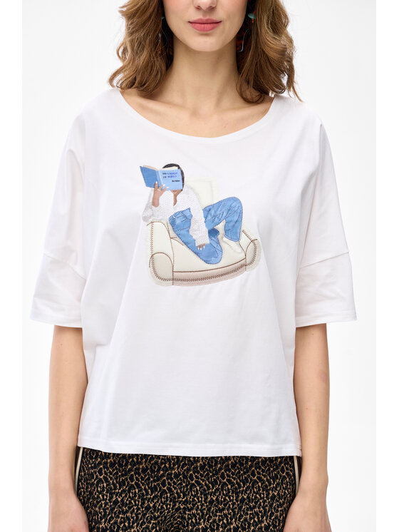 blue shadow blue shadow Bluzka Tina Écru Regular Fit