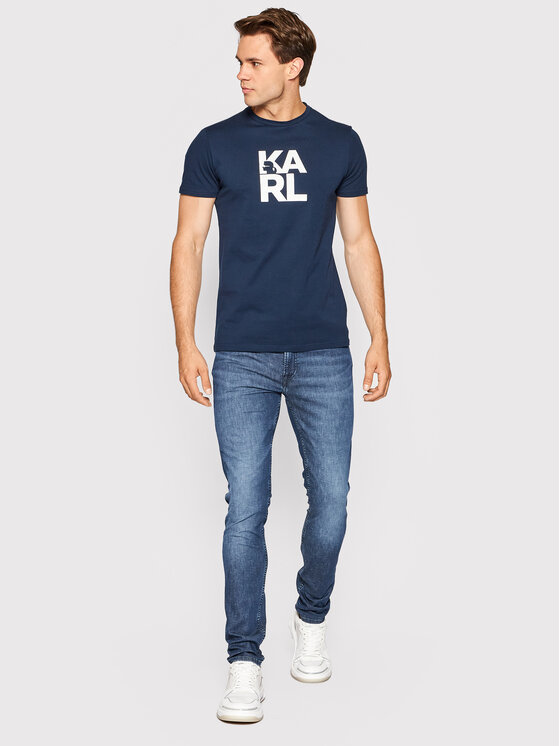 KARL LAGERFELD KARL LAGERFELD T-Shirt Classic KL22MTS01 Granatowy Regular Fit